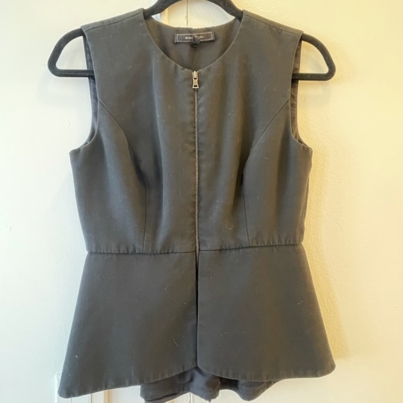 BCBG MAXAZRIA black front-zip office top, size S - Picture 6 of 7